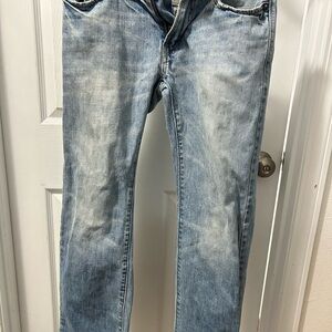 American Eagle Outfitters Men's Faded Blue Straight Jeans